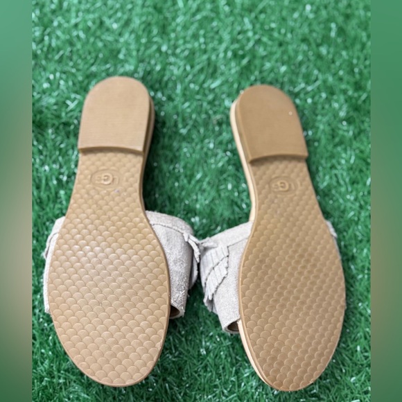 UGG Women’s‎ Fringe Suede Slide Sandals - Tan Size 5 - Picture 4 of 5